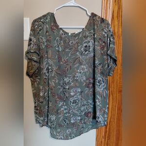 Maurices Olive Floral Blouse